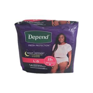 Depend Fresh Protection Night Defense Women’s Underwear, Size Large (L), 14 Coun